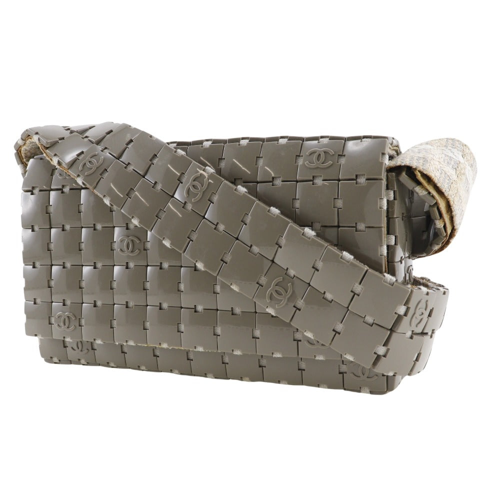CHANEL Shoulder Bag Plastic, Canvas gray Puzzle Shoulder Women