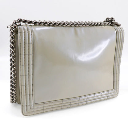 CHANEL Shoulder Bag enamel white Boy chanel ChainShoulder Women