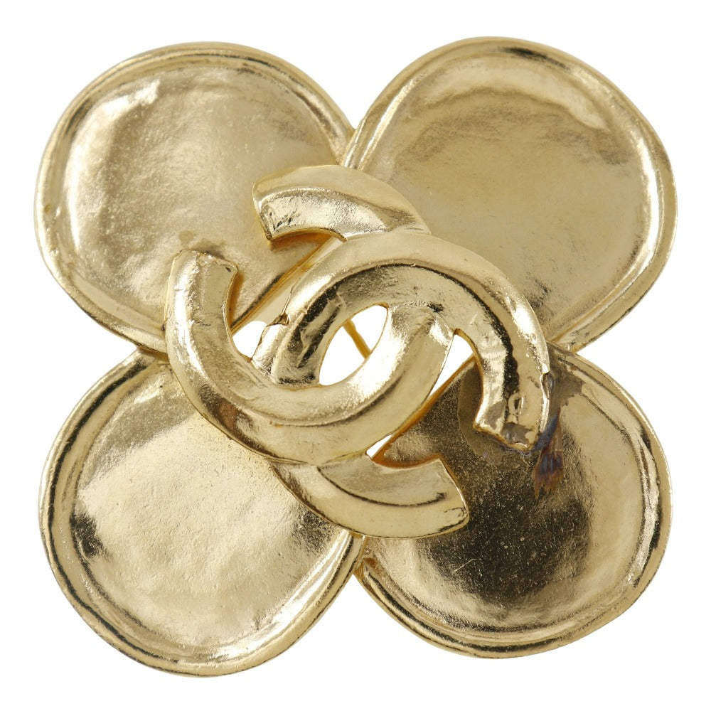 CHANEL Brooch Plated Gold gold Clover Women