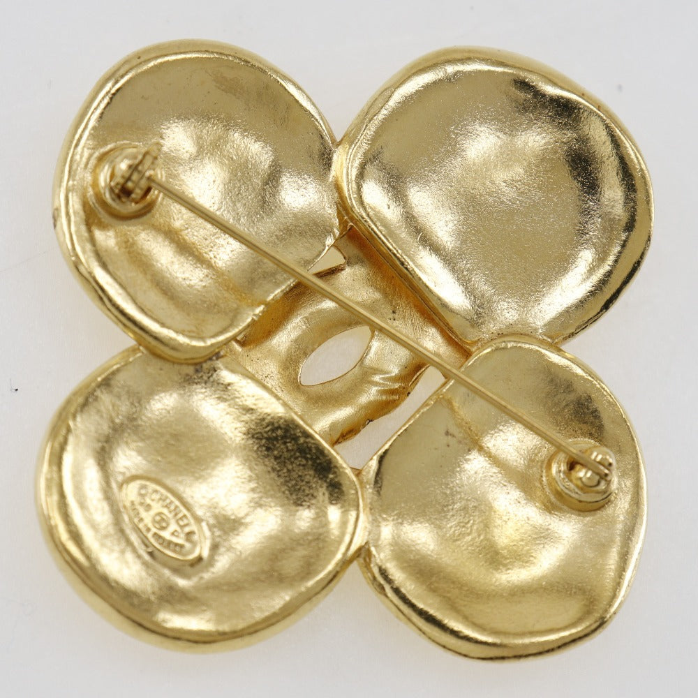 CHANEL Brooch Plated Gold gold Clover Women
