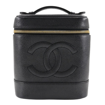 CHANEL Handbag Caviar skin black Vanity Women