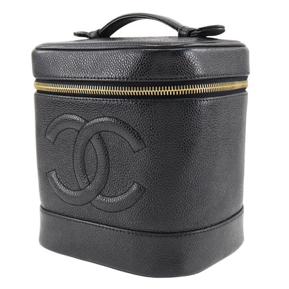 CHANEL Handbag Caviar skin black Vanity Women