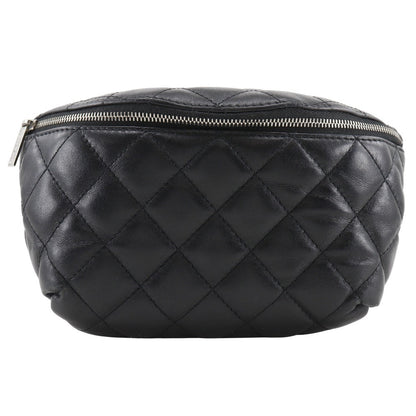 CHANEL Waist bag lambskin black uniform Belt back Matrasse Women