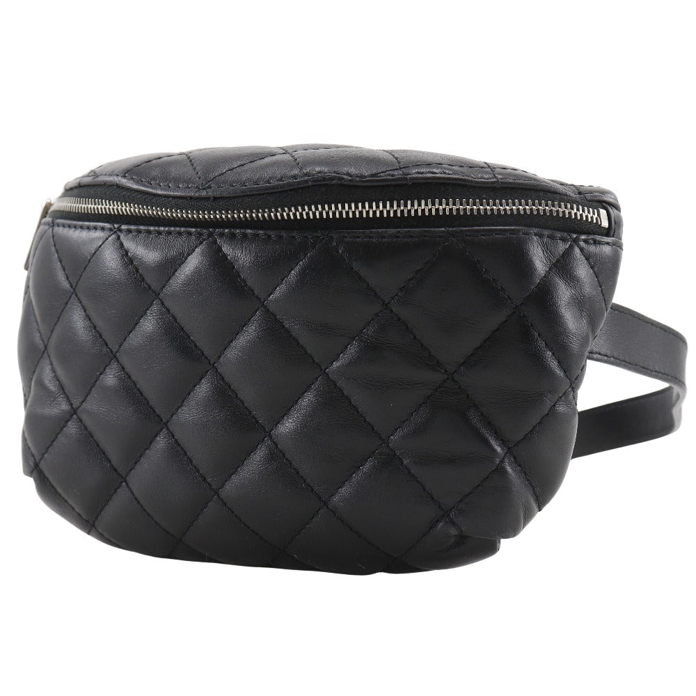 CHANEL Waist bag lambskin black uniform Belt back Matrasse Women