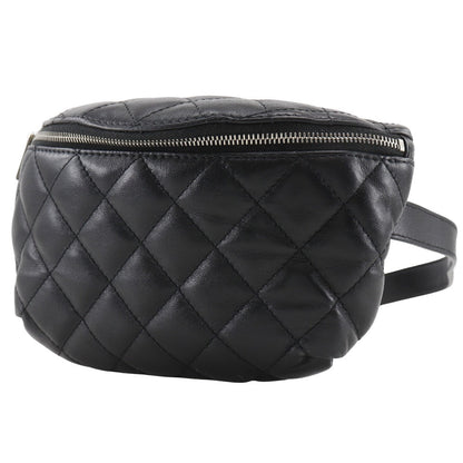 CHANEL Waist bag lambskin black uniform Belt back Matrasse Women