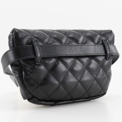 CHANEL Waist bag lambskin black uniform Belt back Matrasse Women
