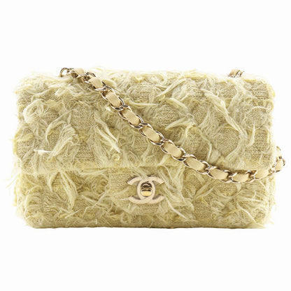 CHANEL Shoulder Bag A69900 tweed yellow ChainShoulder Mini matrasse Women