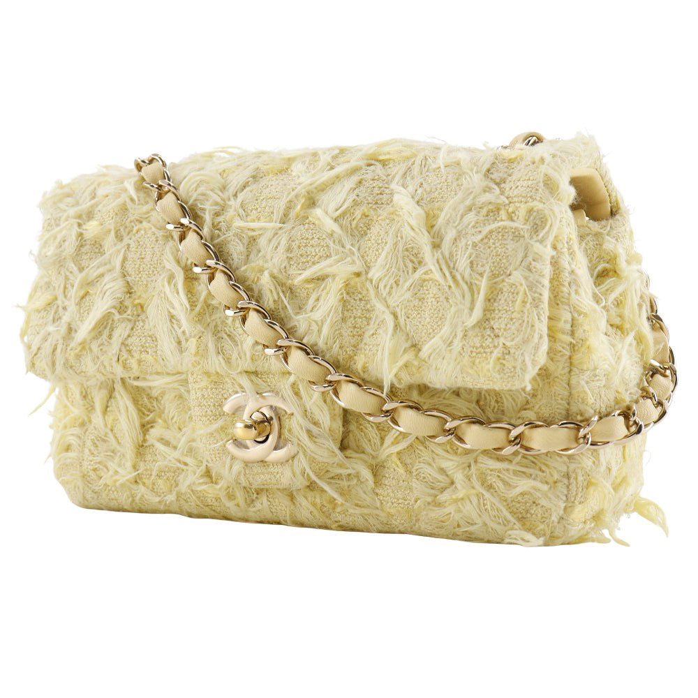 CHANEL Shoulder Bag A69900 tweed yellow ChainShoulder Mini matrasse Women