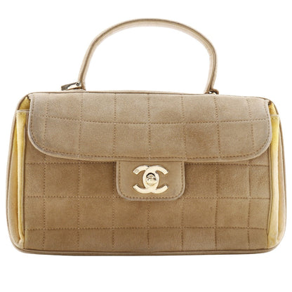 CHANEL Handbag Suede Brown/yellow One handle Chocolate bar Women