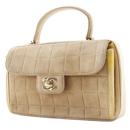 CHANEL Handbag Suede Brown/yellow One handle Chocolate bar Women