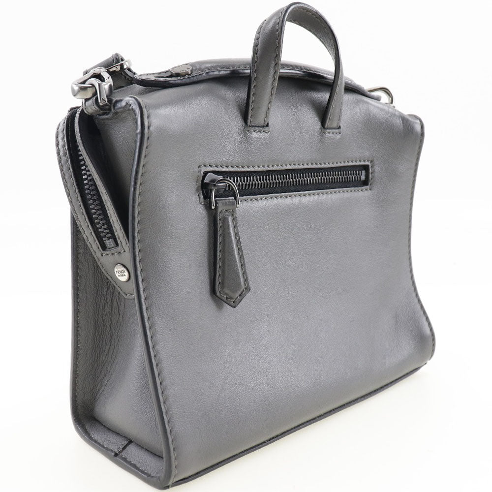 FENDI Handbag 7M0238O7B leather gray 2WAYShoulder mini messenger Women