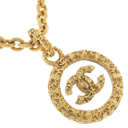 CHANEL Necklace Plated Gold, Glass gold vintage COCO Mark Women
