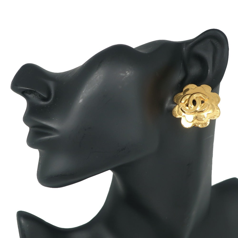 CHANEL Earring Plated Gold gold vintage COCO Mark flour Women