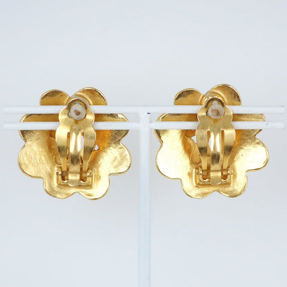 CHANEL Earring Plated Gold gold vintage COCO Mark flour Women
