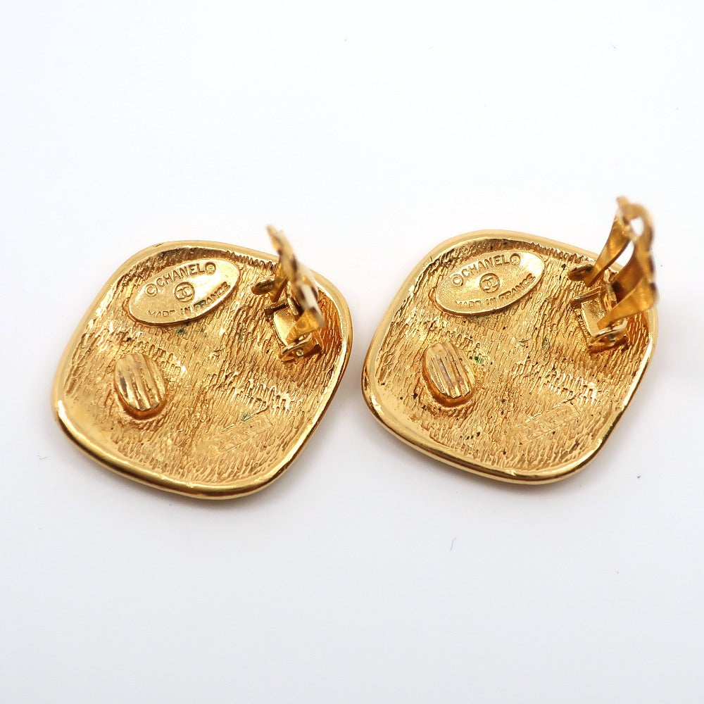 CHANEL Earring Plated Gold gold vintage Matrasse Rhombus Women