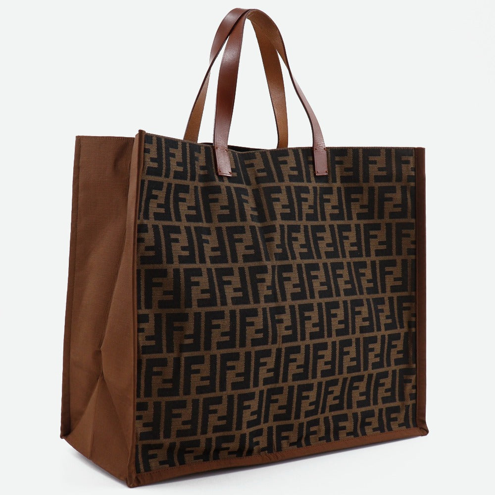 FENDI Handbag 8BH235-GKF Nylon canvas Brown Tote Bag Zucca unisex(Unisex)
