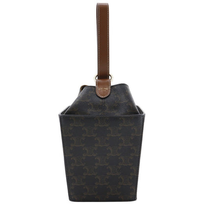 CELINE Handbag 197142BZJ PVC Black / Brown Triomphe Strap Box Women