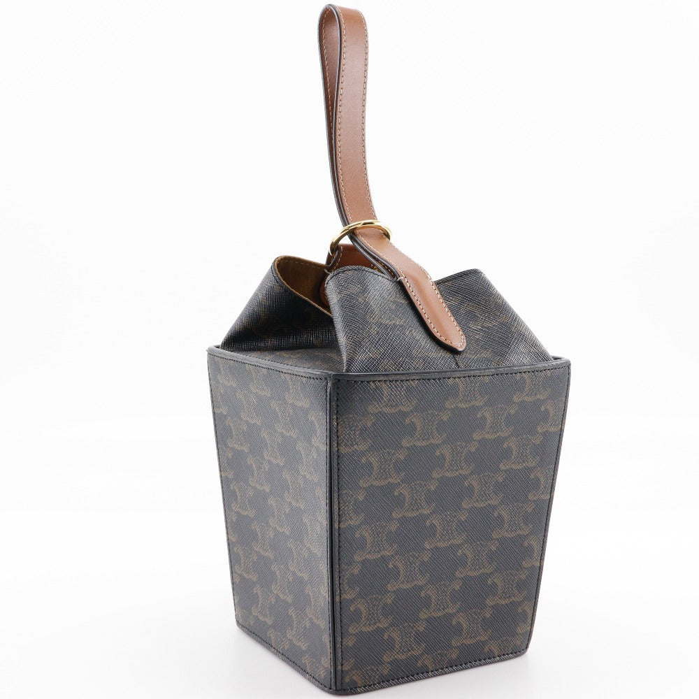 CELINE Handbag 197142BZJ PVC Black / Brown Triomphe Strap Box Women