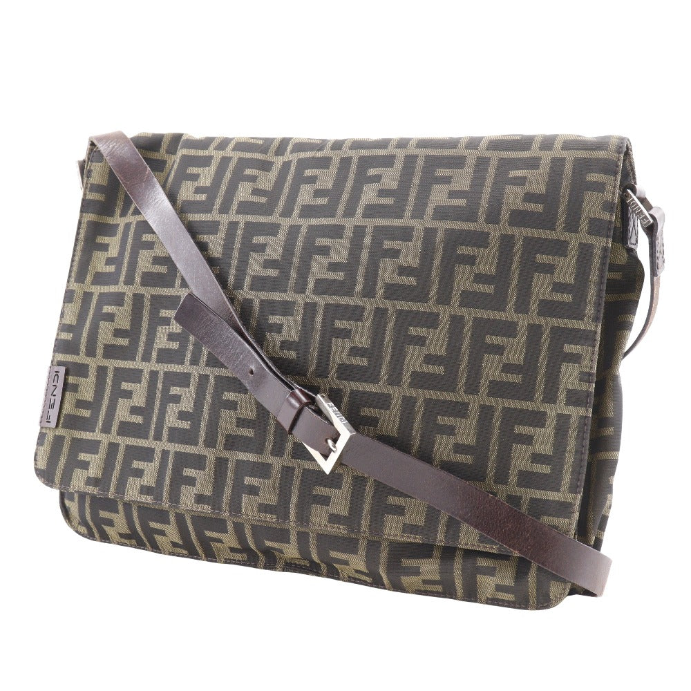 FENDI Shoulder Bag Nylon canvas Brown Zucca unisex(Unisex)