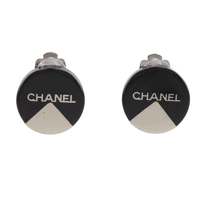 CHANEL Earring plastic Black / Silver logo Women