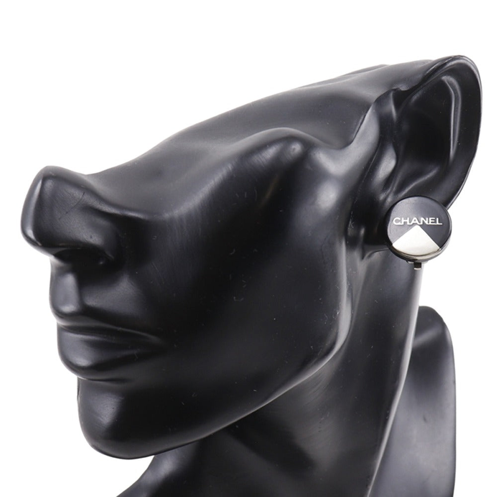 CHANEL Earring plastic Black / Silver logo Women