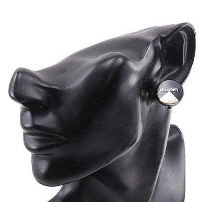 CHANEL Earring plastic Black / Silver logo Women