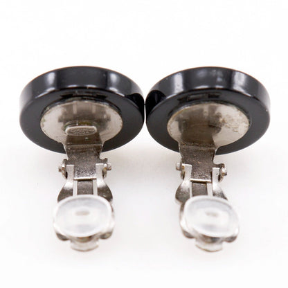 CHANEL Earring plastic Black / Silver logo Women
