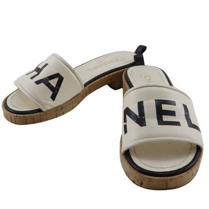 CHANEL Mule G34876 Leather, Cork Two-tone color logo Women 36C