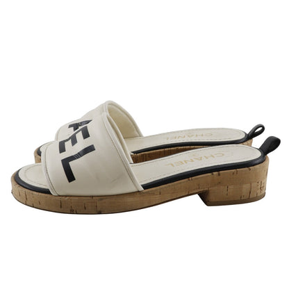 CHANEL Mule G34876 Leather, Cork Two-tone color logo Women 36C