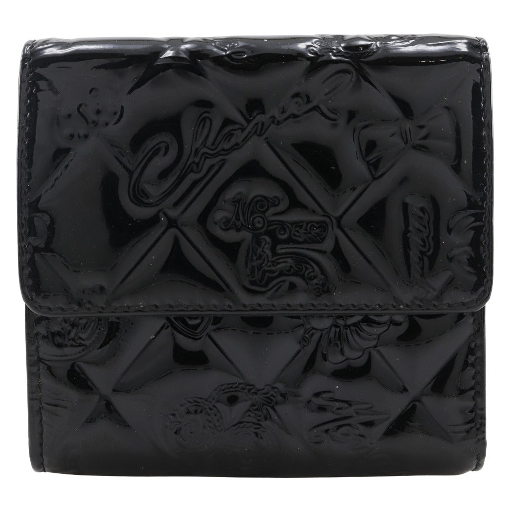 CHANEL Bifold Wallet A37152 Patent leather black W Hook Wallet  Icon line Women