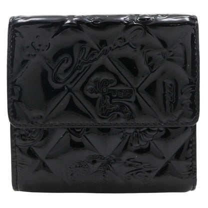 CHANEL Bifold Wallet A37152 Patent leather black W Hook Wallet  Icon line Women