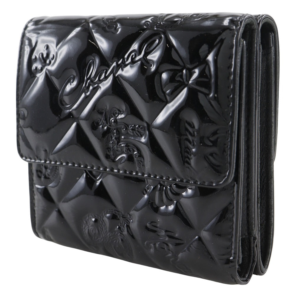 CHANEL Bifold Wallet A37152 Patent leather black W Hook Wallet  Icon line Women