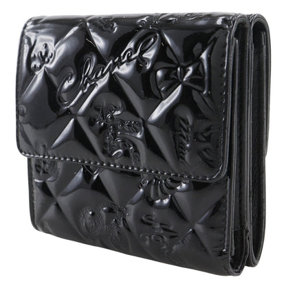 CHANEL Bifold Wallet A37152 Patent leather black W Hook Wallet  Icon line Women
