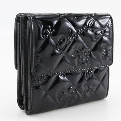 CHANEL Bifold Wallet A37152 Patent leather black W Hook Wallet  Icon line Women