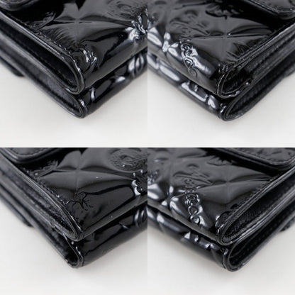 CHANEL Bifold Wallet A37152 Patent leather black W Hook Wallet  Icon line Women