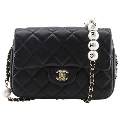 CHANEL Shoulder Bag AS1533 lambskin black Matrasse Pearl ChainShoulder Women