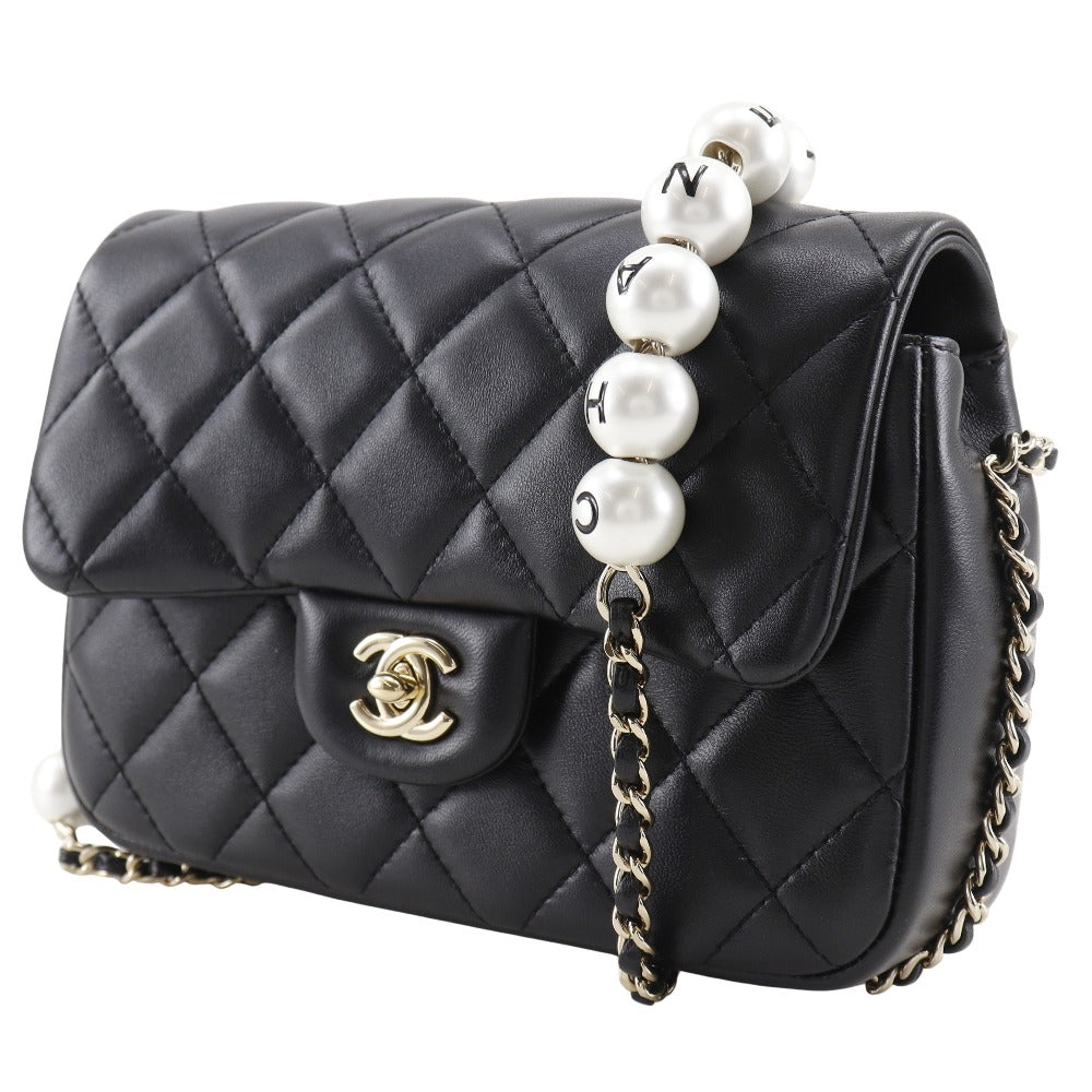 CHANEL Shoulder Bag AS1533 lambskin black Matrasse Pearl ChainShoulder Women