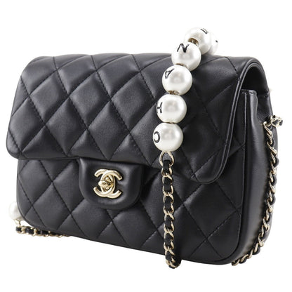 CHANEL Shoulder Bag AS1533 lambskin black Matrasse Pearl ChainShoulder Women