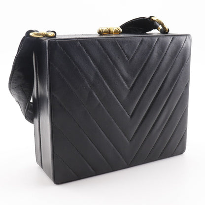CHANEL Shoulder Bag lambskin black vintage Vstitch Chevron COCO Mark Women