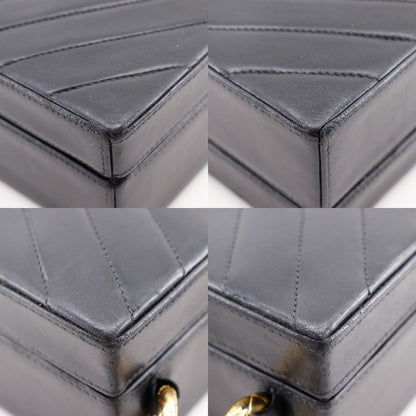 CHANEL Shoulder Bag lambskin black vintage Vstitch Chevron COCO Mark Women