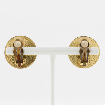 CHANEL Earring Plated Gold Red Women
