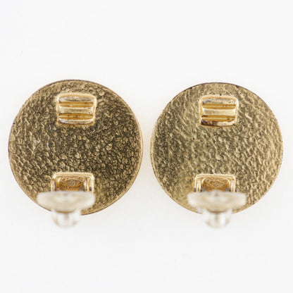 CHANEL Earring Plated Gold Red Women