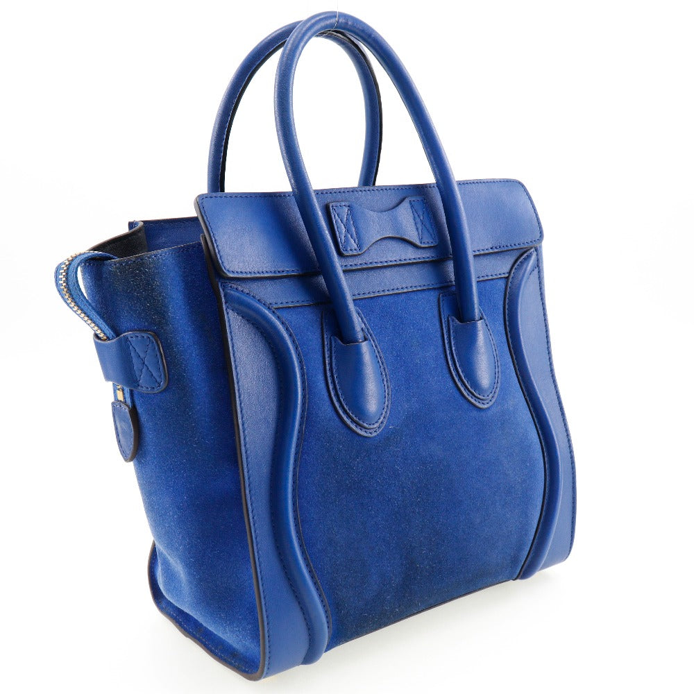 CELINE Handbag Suede, Calfskin blue Luggage micro Women
