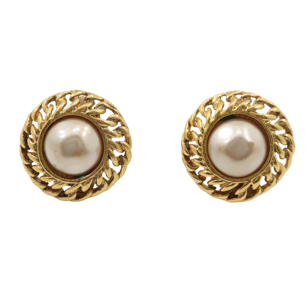 CHANEL Earring Plated Gold, Faux Pearl gold Women