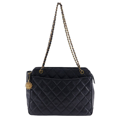 CHANEL Shoulder Bag Caviar skin black ChainShoulder Women