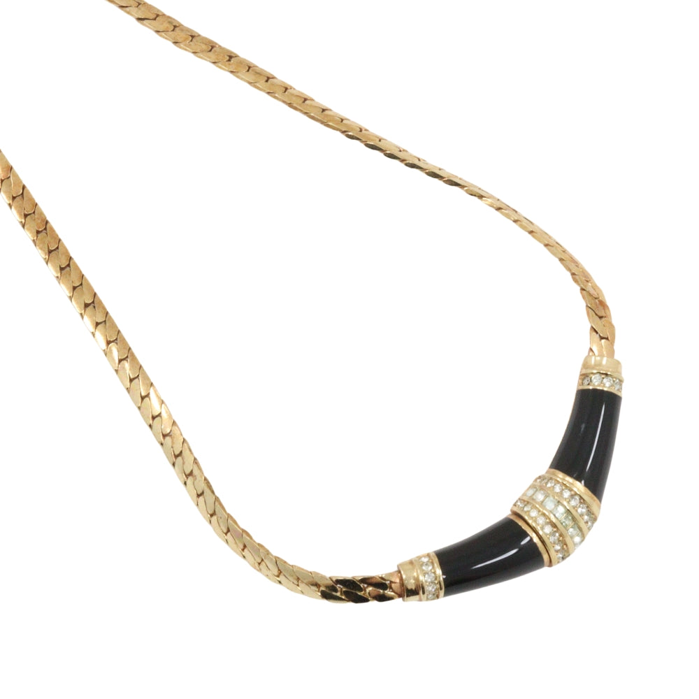 Christian Dior Necklace Plated Gold, Rhinestones gold vintage Earing set Women
