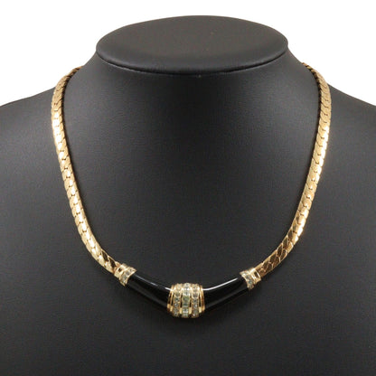 Christian Dior Necklace Plated Gold, Rhinestones gold vintage Earing set Women