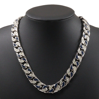 Christian Dior Necklace Metal, Rhinestone Silver vintage Earing set Women