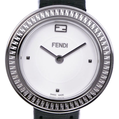 FENDI Watches Quartz 35000S Stainless Steel , Leather black my way White dial Women