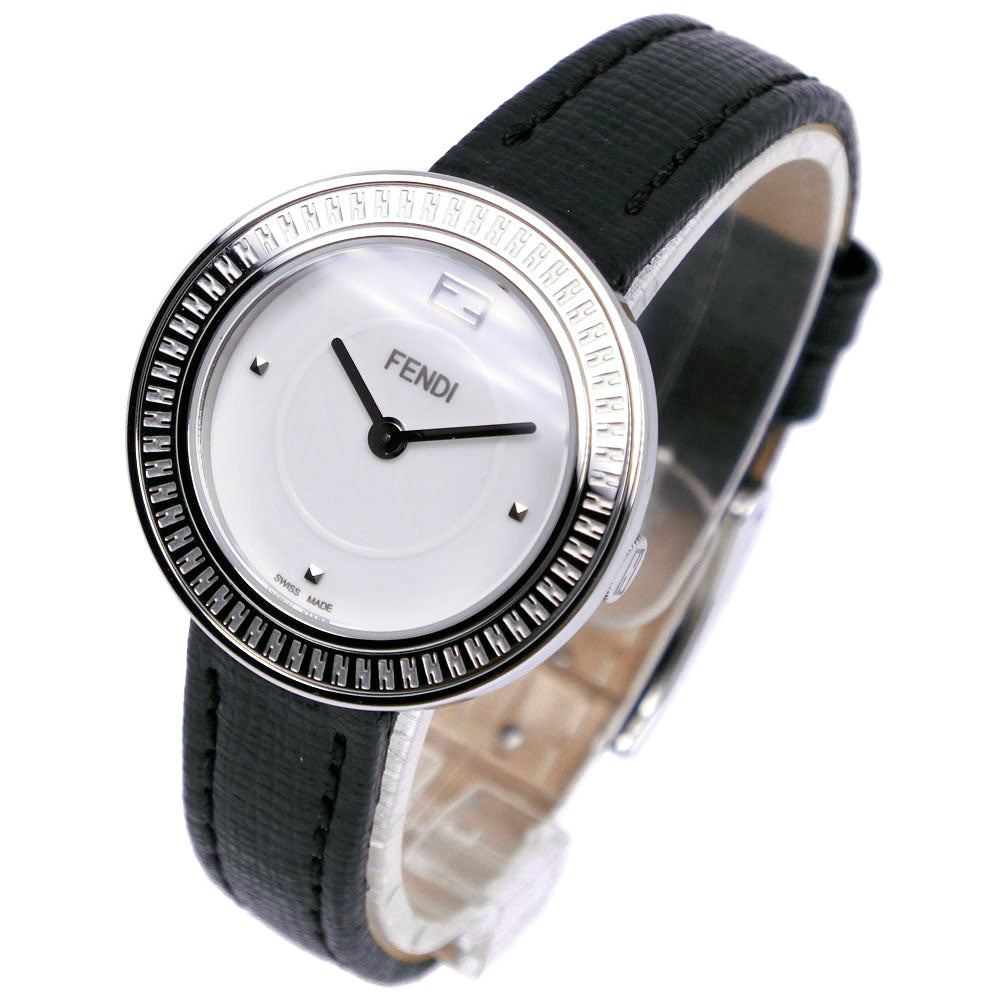 FENDI Watches Quartz 35000S Stainless Steel , Leather black my way White dial Women